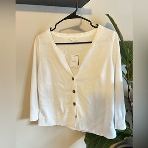 J Jill White Cotton Cardigan
